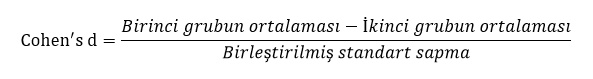 Cohen's d formülü